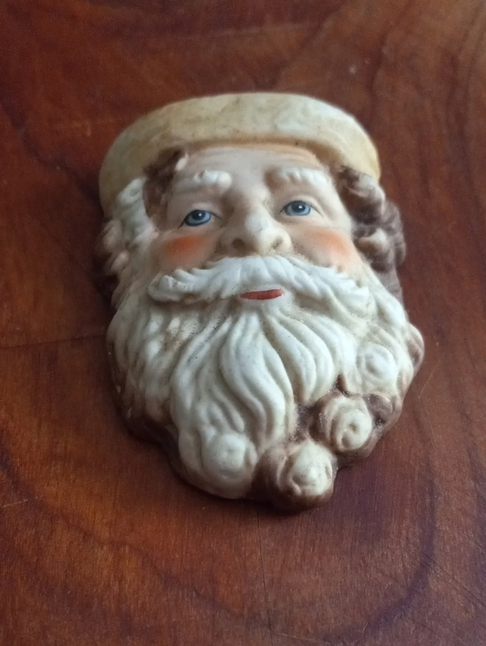 1986 Enesco Porcelain Old World Santa Claus Face Head Christmas Ornament